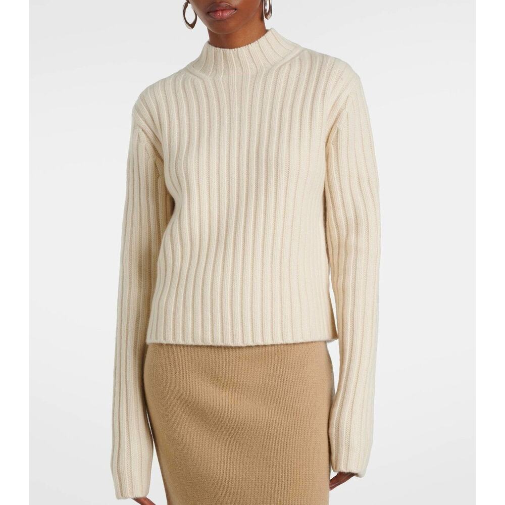 Toteme Petite Chunky Knit Wool Cashmere Sweater - M - Cream - Picture 4 of 5